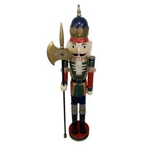Glitzhome Outdoor Christmas Decorations 42" Wooden Christmas King Nutcracker